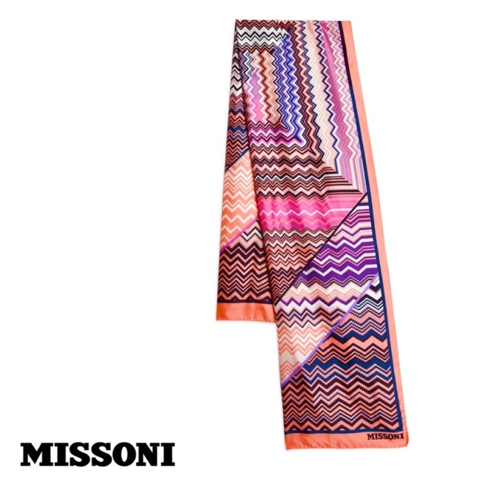 Missoni Zigzag Silk Scarf in Pink, Purple, Orange, Blue